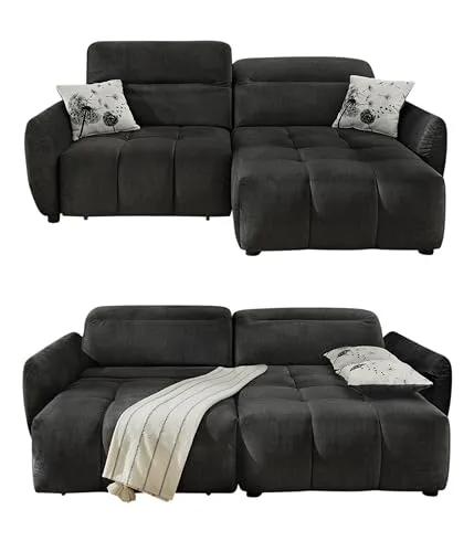 luma-home Ecksofa 15406, mit elektrischer Sitztiefenverstellung - Ecksofa mit elektrischer Sitztiefenverstellung und höhenverstellbaren Kopfstützen für maximalen Komfort. Inklusive USB-Ladeport und flexibel montierbarer Ottomane.