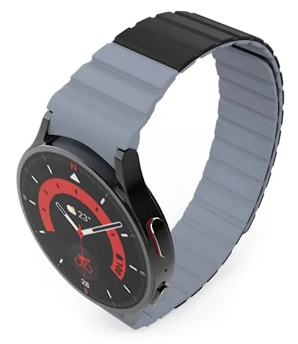 System-S Armband 20 mm aus Silikon magnetisch für Samsung Galaxy Watch 5 4 in Schwarz