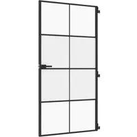 vidaXL Innentür Schlank Schwarz 102,5x201,5 cm - Moderne Innentür aus Hartglas mit robustem Aluminiumrahmen, ideal für stilvolle Raumübergänge und optimalen Lichteinfall bei gleichzeitigem Privatsphärenschutz.