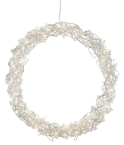 Spetebo LED Metallkranz zum Hängen 30 cm - Silber - Deko Kranz mit 35 LED in warm weiß - Weihnachten Advent Tür Wohnen Dekoration