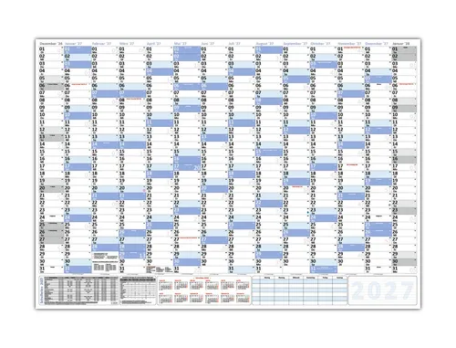 Wandkalender DIN B1 2027 nass abwischbar 100x70cm Kalender gerollt