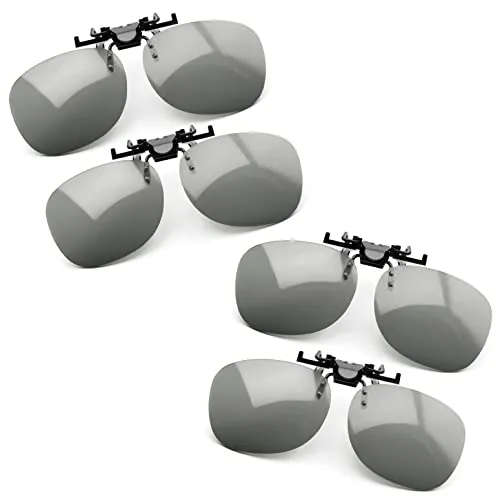 PRECORN 4er Set 3D Brille Clip-On Universale Passive 3D Brille für Brillenträger kompatibel mit vielen versch. Geräten