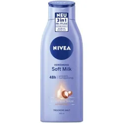 NIVEA Body Verwöhnende Soft Milk 83845, 400 ml - Intensive Feuchtigkeit für Ihre Haut - Ganzkörperpflege mit 48h Feuchtigkeit, angereichert mit NIVEA Tiefenpflege Serum und Sheabutter für geschmeidige, schöne Haut.