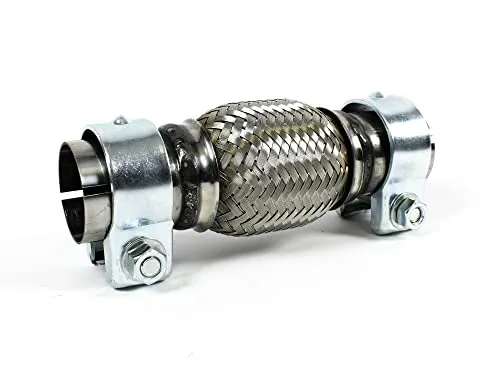 Edelstahl Flexrohr mit 2 Schellen Interlock Durchmesser: 45mm Länge: 200mm Flexstück Auspuff Hosenrohr Individuell einsetzbar 1026173 Montage ohne schweissen