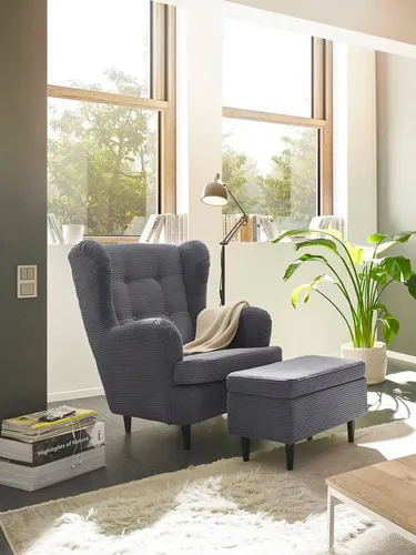 ED EXCITING DESIGN Ohrensessel Oskar, mit Massivholzfüßen