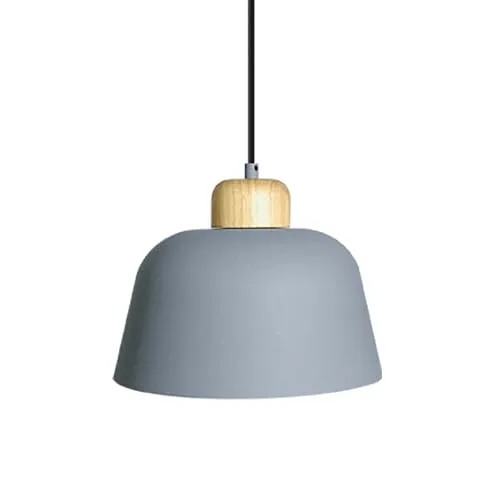 Pendelleuchte Wawak aus Metall und Holz in Grau von Ledkia