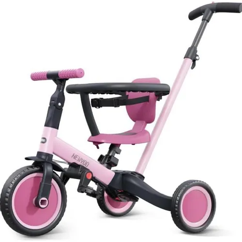 Dreirad 5in1 Laufrad Schubstange Lenkstange Sicherheitsbüge Rose Pink