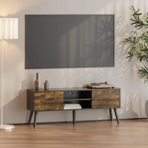 [en.casa] Fernsehtisch Eskilstuna – Elegantes TV Sideboard mit Stauraum - TV-Halterungen: Moderner Fernsehtisch mit zwei Schranktüren und Ablagefächern, ideal für Ordnung und Stil in Ihrem Wohnzimmer oder Schlafzimmer.