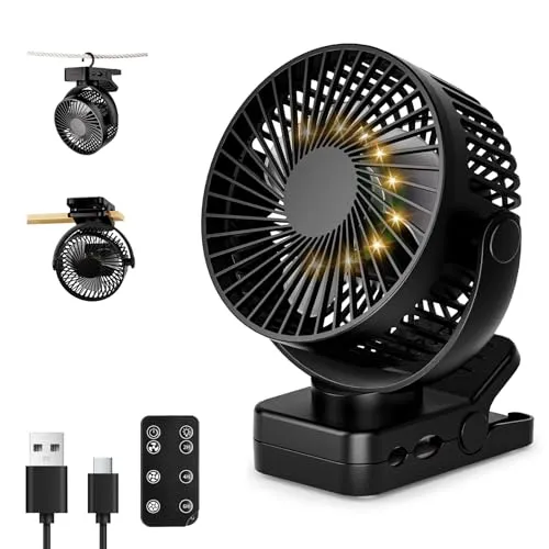 ArsMotin USB Tischventilator Leise mit 12000mAh Akku in schwarz von ArsMotin