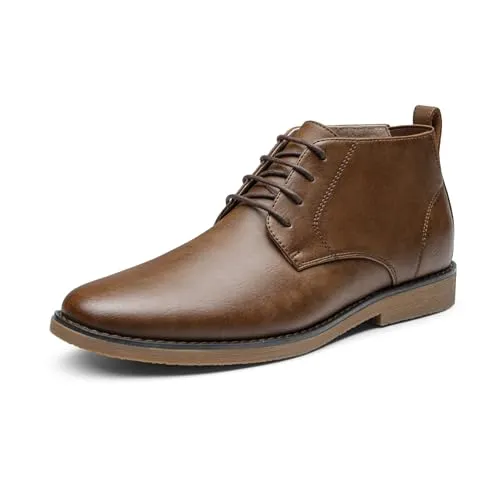 Bruno Marc Herren Chukka Boots - Wasserdichte Lederstiefel in Braun, Größe 42 - Herren-Stiefel mit langlebiger TPR-Außensohle für sicheren Halt und einem eleganten, crease-resistenten Obermaterial für einen stets frischen Look.