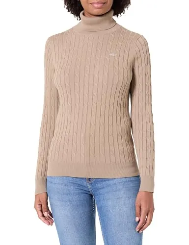 Stretch Cotton Cable Turtleneck