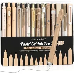 Gel-Tintenstift-Set 14-tlg. mit Etui und 0,5mm Spitze - Praktisches Set mit 12 schwarzen Gel-Tintenstiften und 2 Markern, ideal für kreative Projekte und Notizen. Perfekt für Erwachsene und Unisex geeignet.