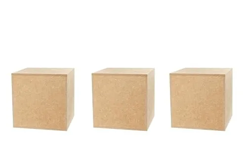 DECOKTIVO Dekosäulen Set MDF, Blumensäule Wohnzimmer, Blumenständer, Podest Deko, Pflanzenständer, Stabiler Sockel, Modernes Design, 20x20x20 Cm, 3 Stück