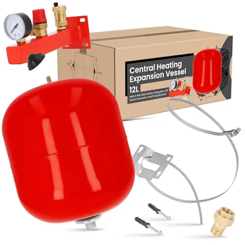Ausdehnungsgefäß Ausgleichsbehälter Heizung Druckbehälter 12l Membran Druckausdehnungsgefäß | Druckkessel Sicherheitsgruppe 3 bar Kesselgruppe Schnellverbinder 3/4 Montageklemme