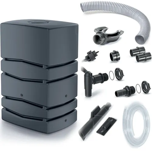 Regentonne 450L Regenfass Regenwassertank Wasserfass + Anschluss-Set Anthrazit