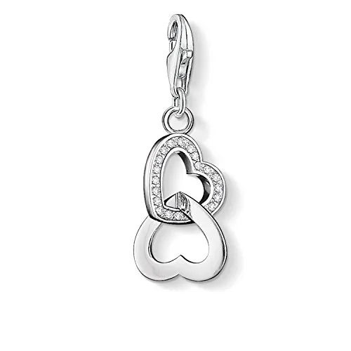 Thomas Sabo Charm-Anhänger Herzen Zirkonia - Clasp Charms für Damen, aus 925 Sterling Silber mit funkelndem Zirkonia, ideal zum Kombinieren mit Charm-Armbändern und als persönliches Geschenk für besondere Anlässe.