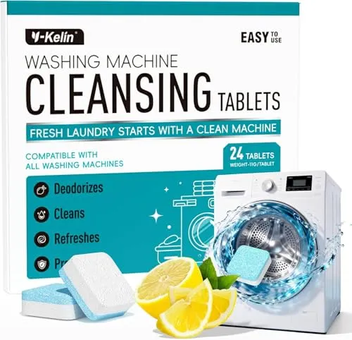 Stück Waschmaschinen Entkalker & Reiniger Tabletten, Tiefenreinigung für Frontlader & Toplader, Anti-Kalk, Septikfreundlich, 12 Monats Vorrat 24