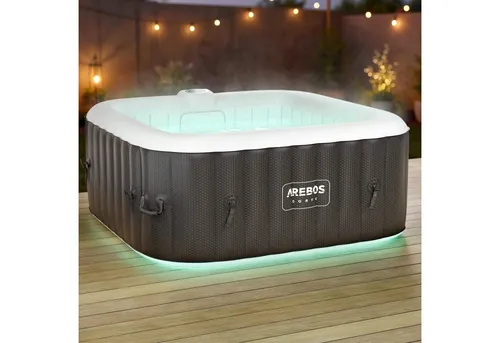 Arebos Whirlpool TENERIFE Aufblasbar für 6 Personen mit LED-Beleuchtung