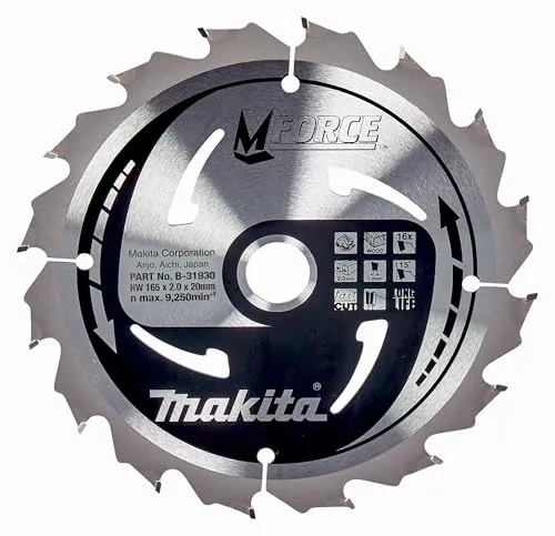 Makita M-Force Saegeblatt, 165 x 20 mm, 16Z, B-31930