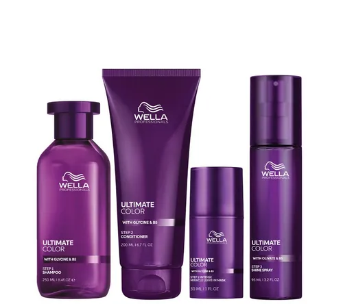 Wella Professionals Haarpflege-Set Ultimate Color Bundle, 4-tlg. - Das Wella Professionals Ultimate Color Bundle bietet eine umfassende Pflegeroutine für coloriertes Haar. Die Produkte sorgen für strahlende Farben und geschmeidige Längen – ideal für gepflegte, lebendige Ergebnisse.