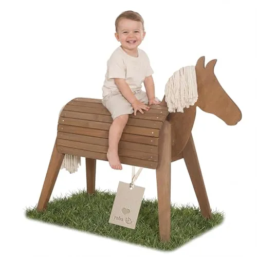 roba® Holzpferd Outdoor- & Voltigierpferd - Robustes Holzpferd aus FSC-zertifiziertem Massivholz, ideal für Kinder ab 3 Jahren. Perfekt für kreatives Spiel im Freien und drinnen.