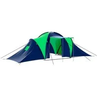 vidaXL Campingzelt für 9 Personen - Blau/Grün - Geräumiges 9-Personen Campingzelt mit 3 Kammern, ideal für Camping und Reisen. Schnell aufzubauen und mit Moskitonetz für Insektenschutz - der perfekte Begleiter für Ihre Abenteuer!