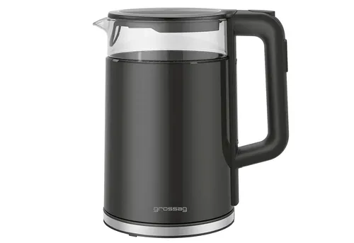 Grossag Glas-Wasserkocher 1,7 l - Schwarz, 5 variable Temperaturstufen mit Warmhaltefunktion und Einhand-Deckelöffnung