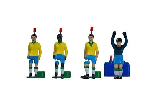TIPP-KICK Spieler WM Classics Weltmeister Brasilien 1970 Tischfußball-Set | Handbemalte Fußball-Figuren inkl. Torwart, passend für Fußball-Spiel & spannende Matches, Geschenkidee für Fans