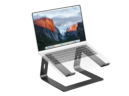 PM-LS-020 - Ergonomischer Laptop-Ständer bis 17'', schwarz - Laptop-Ständer für 11-17 Zoll, verbessert die Körperhaltung und reduziert Nacken- und Rückenschmerzen. Platzsparendes Design mit optimaler Luftzirkulation – ideal für Home Office und Büro!