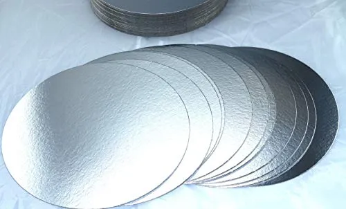 Stück Tortenunterlagen Tortenscheiben, Pappe rund Ø 26cm silber Tortenplatten einseitig mit Folie beschichtet, verhindert Durchnässen 5