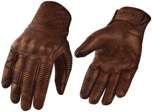Rokker Motorrad Handschuhe Tucson Gr. L - Vintage Biker Leder in Braun - Motorradhandschuhe mit atmungsaktiven Materialien, Wasserbeständigkeit und hohem Schutz durch Protektoren. Ideal für stilbewusste Biker im Sommer.