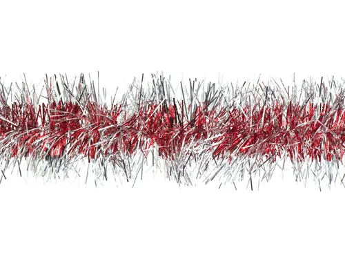 Creativery Girlanden, Weihnachtsgirlande Lametta 9cm x 3m Rot / Silber