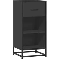 vidaXL Sideboard Schwarz 35,5x35x76 cm – Modernes Design mit Metallgestell - Kommode aus Holzwerkstoff und Metall, bietet stabilen und korrosionsbeständigen Stauraum mit 1 Schublade und 2 offenen Fächern für eine stilvolle Organisation.