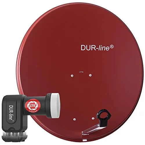 DUR-line MDA 80 Rot - Digitale 4 Teilnehmer Satellitenschüssel Komplett-Anlage, ideal für Camping mit hervorragendem Empfang und neuester Technik