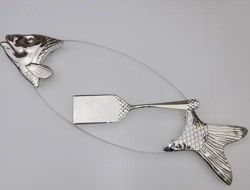 Servierplatte Fischplatte mit Heber versilbert - neu in silber von Unbekannt