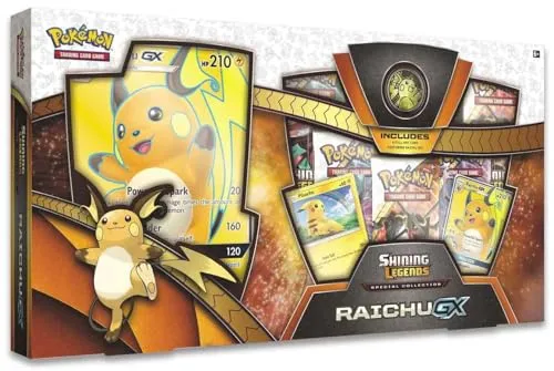 Pokemon Sonne & Mond - Schimmernde Legenden - Spezial Kollektion Raichu-GX - TCG OVP Displays, enthält Raichu-GX Karte und exklusive Booster-Packs für spannende Duelle!