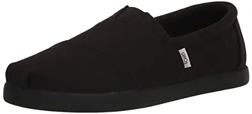 TOMS Herren Alp FWD Flacher Slipper - Slipper & Mokassins für Herren, aus schwarzem recyceltem Baumwoll Segeltuch, mit elastischem Gore für einfaches An- und Ausziehen und umweltfreundlichen OrthoLite Eco LT Hybrid Einlagen für hohen Tragekomfort.