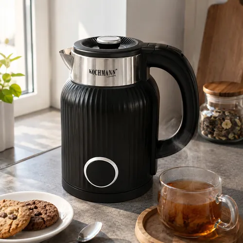 Kochmann Germany Wasserkocher 1,7L – 1500W – Edelstahl – Kabellos – Schwarz