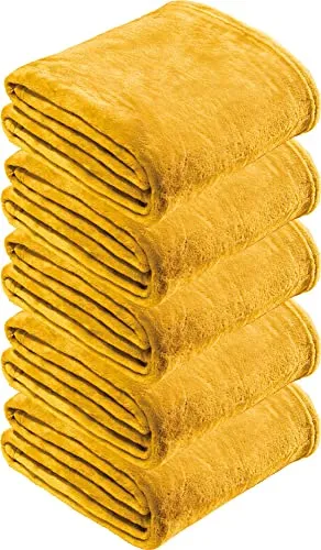 REDBEST Microfaserdecke Amarillo 5er-Pack, Fleece-Wohndecke, Sofadecke gelb Größe 130x180 cm - kuscheliger Teddyfleece, pflegeleicht, waschbar