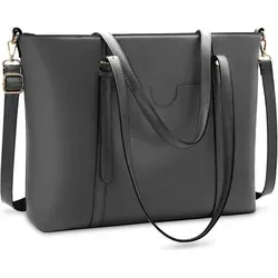 Große Kunstleder Damen Handtasche Schwarz für 15.6 Zoll Laptops - Vielseitige Handtasche für Schule, Büro und Reisen. Mit Platz für Laptops bis 15,6 Zoll und mehreren Fächern für optimale Organisation. Hergestellt aus wasserabweisendem Kunstleder, ideal für jeden Anlass.