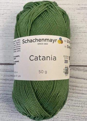 50g Catania Wolle Schachenmayr Khaki Grün Fb 212 100%Baumwolle 125m Lauflänge