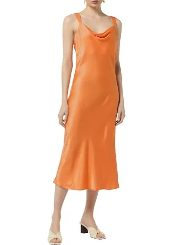 Comma Satinkleid mit Wasserfall-Ausschnitt in orange von comma,