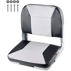 VEVOR 1 Stk. Bootssitz Bootsstuhl mit niedriger Rückenlehne klappbarer Fischerbootsitz mit dickem Schwammkissen & wasserdichtem PVC-Leder, Scharniere aus Aluminiumlegierung, Schwarz & Grau