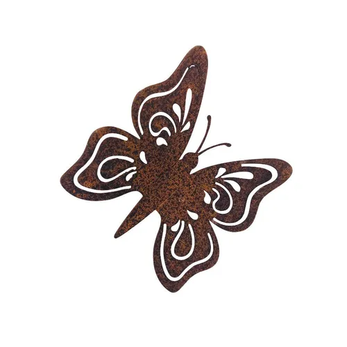 Gartendeko Schmetterling mit Dorn/Schraube Metall mt Edelrost 12cm Baumtier