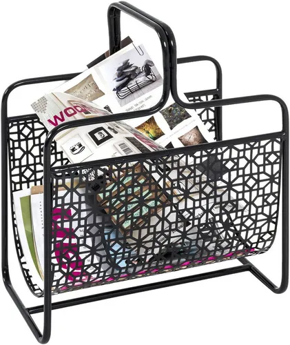 HAKU Möbel Zeitungsständer schwarz - Art Deco Design, langlebig und bereits montiert für flexibles Styling