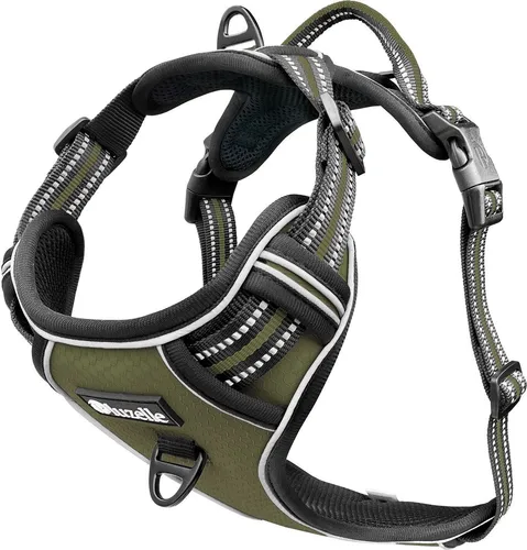 Bluzelle Hundegeschirr für mittelgroße Hunde - Reflektierendes Anti-Zug Brustgeschirr mit GPS-Tasche - Sicherheitsgeschirre für Hunde mit effektivem Anti-Zug Design für entspannte Spaziergänge und praktischer GPS-Tasche für sichere Aufbewahrung.