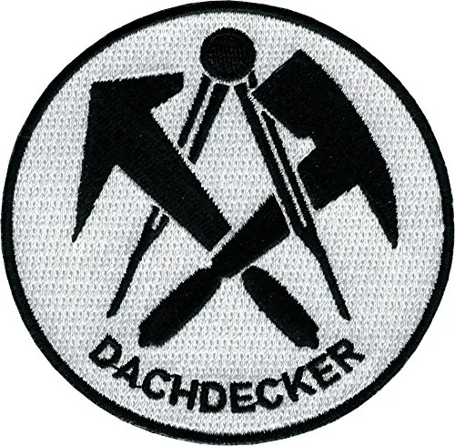 JOB Stick-Aufnäher Patch Zunft Emblem Wappen DACHDECKER - 8 cm, aufnähbar in schwarz-weiß aus 100% Polyester, ideal für kreative DIY-Projekte und individuelle Styles