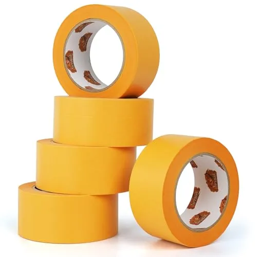 TAPEBEAR Goldband Malerkrepp Kreppband 50mm x 50m, Profi Maler Abklebeband UV Beständig 5x Malerband aus Washi-Papier Gold Papiertape Selbstklebend für Malerarbeiten, Lackieren und Renovierungen