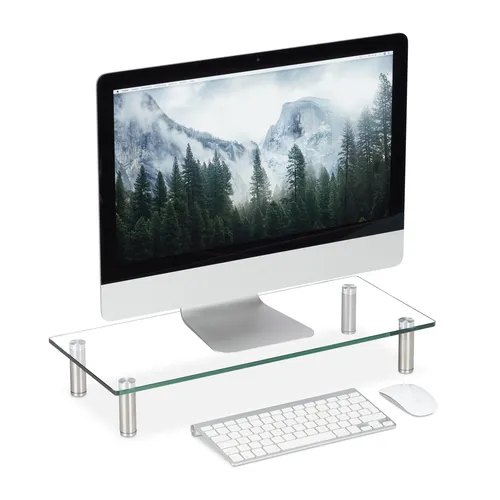 Relaxdays Monitorständer 10027843-535, höhenverstellbar aus Glas/Metall