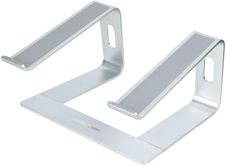 StarTech.com Laptophalter für Schreibtisch - Ergonomische Laptopablage - Laptop-Ständer aus Aluminium mit 5kg Tragkraft, ideal für bessere Luftzirkulation und ergonomische Nutzung. Rutschfeste Pads schützen Oberflächen und sorgen für Stabilität.